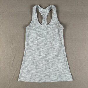 Lululemon Light Gray White Cool Racerback II Tank Top Womens Nulu Scoop Neck S 2